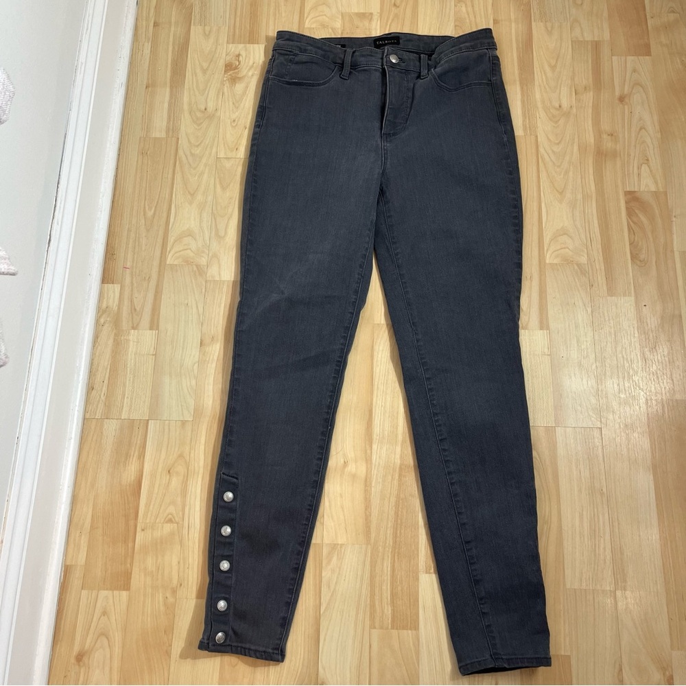 TALBOTS WOMENS GREY BUTTON HIGH RISE JEGGINGS - SLATE WASH SIZE 6 - Picture 2 of 8